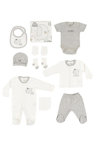 Aziz Bebe Elephant Patterned 10-piece Baby Hospital Outpatient Baby Gown Set