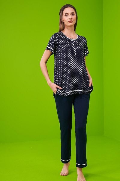 PJS 23196 طقم بيجامة نسائي منقط