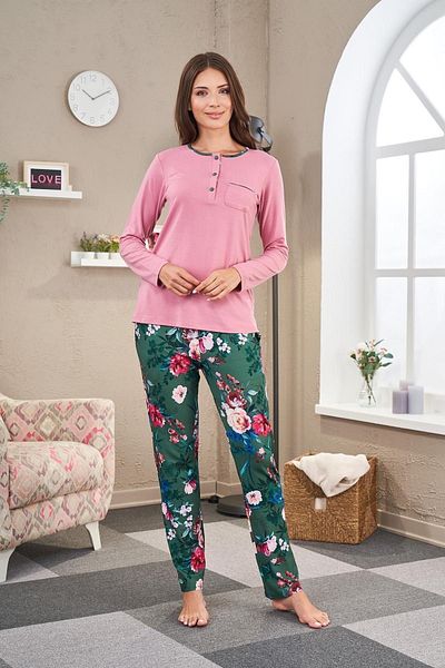 PJS 23509 Set de pijamale cu model mozaic pentru femei