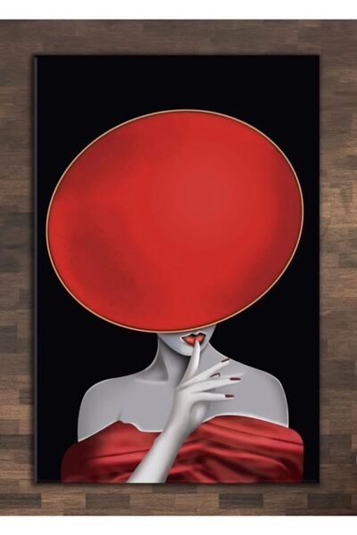 Şehzat Kırmızı Şapkalı Kadın Kanvas Tablo Salon Oturma Yatak Odası Ofis Cafe ...