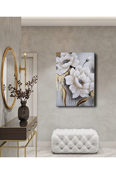 Şehzat Dekor Ofisi Yağlı Boya Görünümlü Çiçek Dekoratif Kanvas Tablo