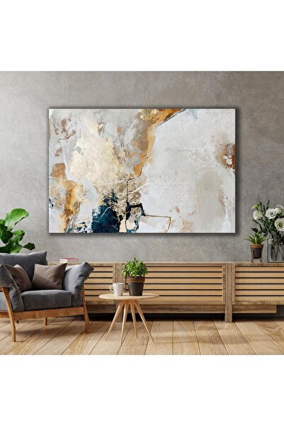 Şehzat Soyut Sanat Altın Dokular Mavi Turkuaz Krem Tekstüre Modern Sanat Yata...