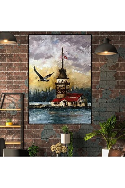 Şehzat Istanbul Kız Kulesi Ve Kuş Orijinal Yağlı Boya Tablo