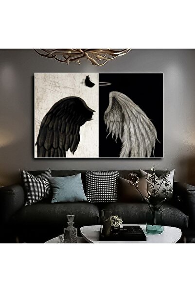 Şehzat Kanat Tablosu| Kartal Kanatları Gri Kombin Şık Kanvas Tablo K6 Harikab...