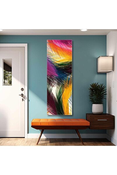 Şehzat Kuş Tüyleri Dekoratif Dikey Panaromik Kanvas Tablo