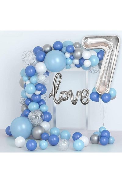 Paparti Number 7 Silver Foil Balloon 76cm 34" Helium Suitable Party Balloon