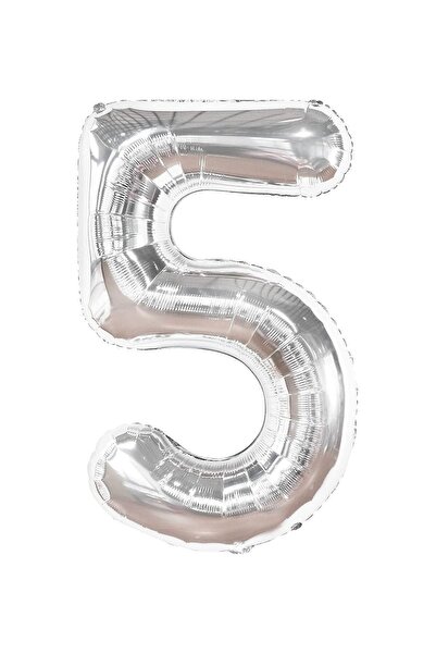 Paparti بالون رقم 5 من رقائق الفضة مقاس 76 سم 34 بوصة هيليوم مناسب للحفلات