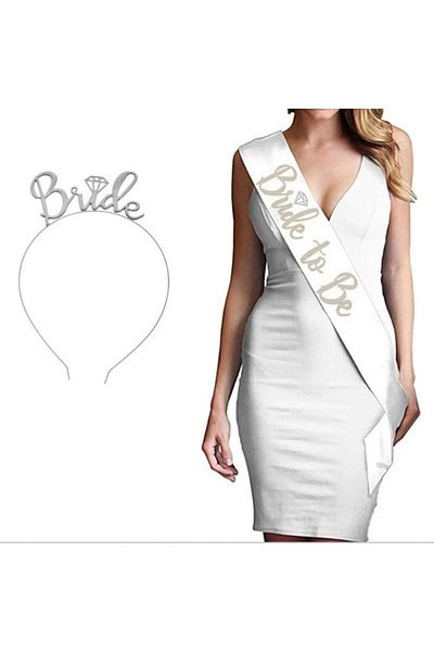 Paparti Bride To Be Bachelorette Party Μεταλλικό Σετ κορώνα και νυφικό σετ