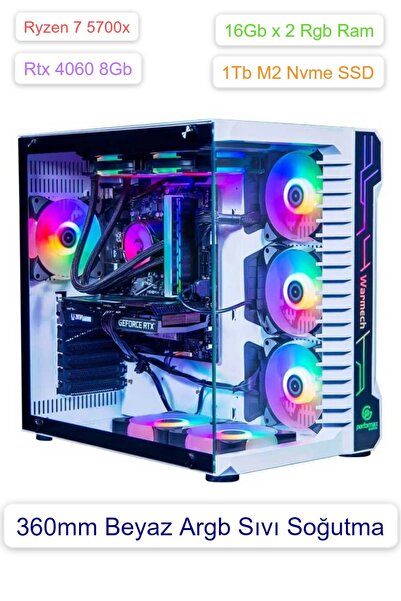 RAMTECH BİLGİSAYAR Fairytale White Ryzen 7 5700x 32Gb Rgb Ram 4060 8Gb 1Tb M2 Nvme Beyaz Gaming Bilgisayar