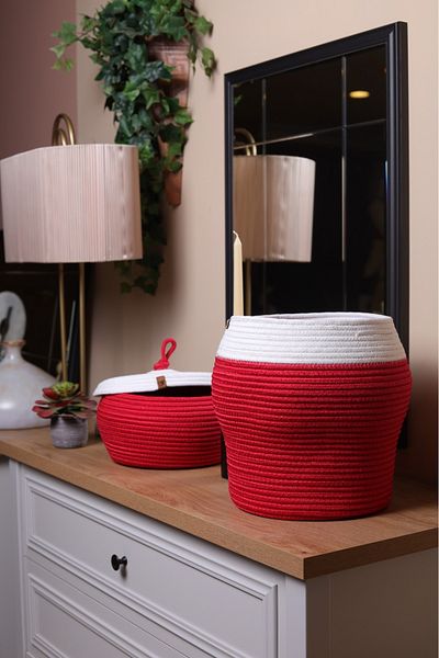 ModaCardin 2-Piece Jute and Wicker Kitchen Basket - Fruit and Stylish Organizer