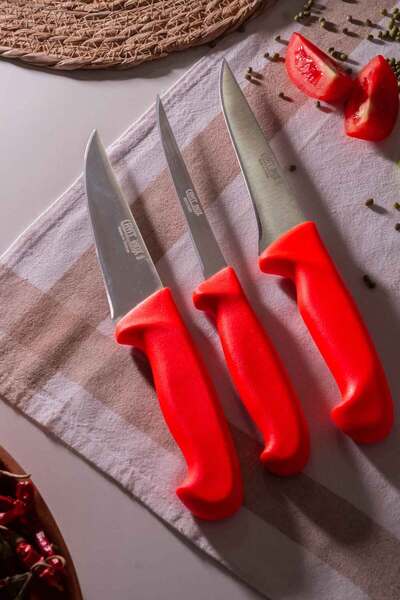 Cavit İnox Şef Mutfak Bıçak Seti 3 Parça Paslanmaz Çelik