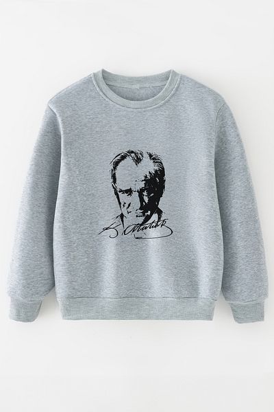 MYADA Детски суитшърт с принт на Mustafa Kemal Atatürk - Нов сезон, джоб 10053