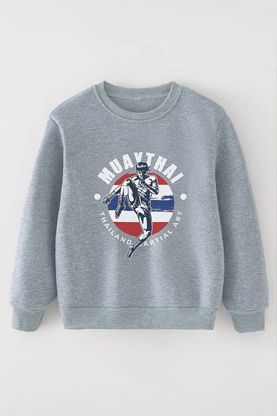 MYADA Момчешки суитшърт с голям размер - с щампа за муай-тай 11070