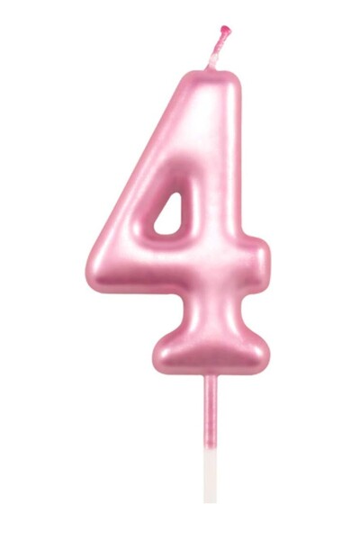 Bkmc 4 YAŞ PARLAK PEMBE ŞIK MUM 12 CM