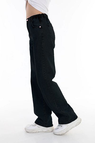 Joui Co Girl's - Wide Leg 100% Cotton Elastic Waist Jeans