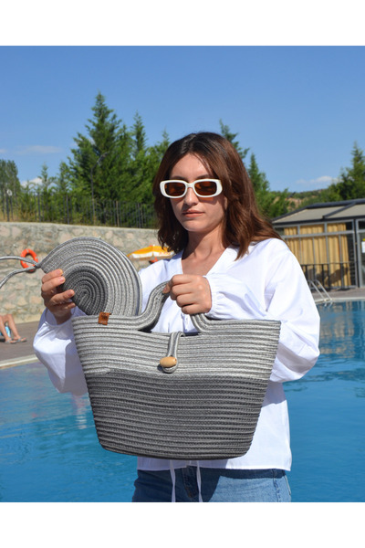 CARPELLA HOME Jute Women's Beach Bag - Zippered Summer Clutch Bag Casual Wallet Accessory