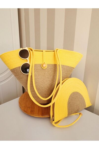 Yektayla حقيبة شاطئ بتصميم مخصص - حقيبة يد وكتف ومحفظة وحقيبة يد