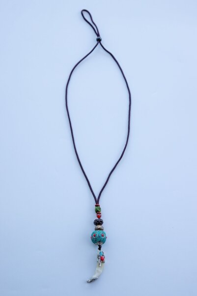 Lila Rosa Otantik Doğal Taşlı Uzun Kolye