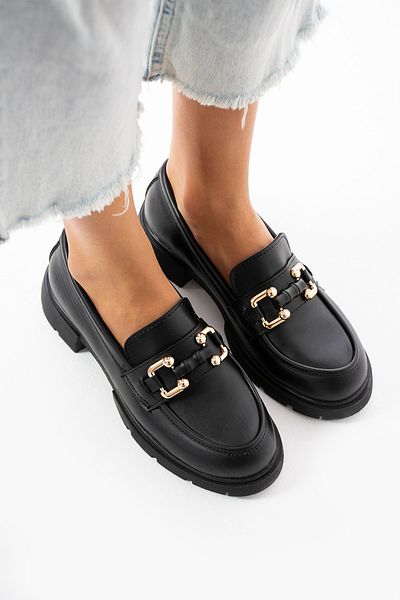 Neva'nın Butiği Thermolight Sole Comfortable Fit Gold Buckle Detailed Women's Casual Loafer Shoes