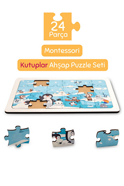 Hopiers Montessori Kutuplar 24 Parça Ahşap Puzzle Seti - Eğitici, Öğretici ve...