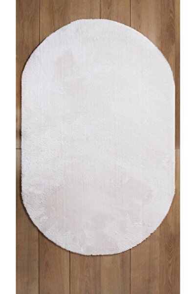 SARAR HALI Tavsan Kaymaz Taban Krem Post Peluş Oval Halı
