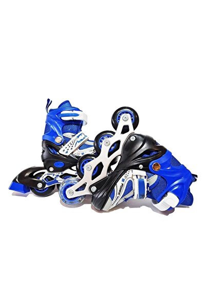 Furkan Blue Wheeled Single Row Training Skates - 9+ Age 4