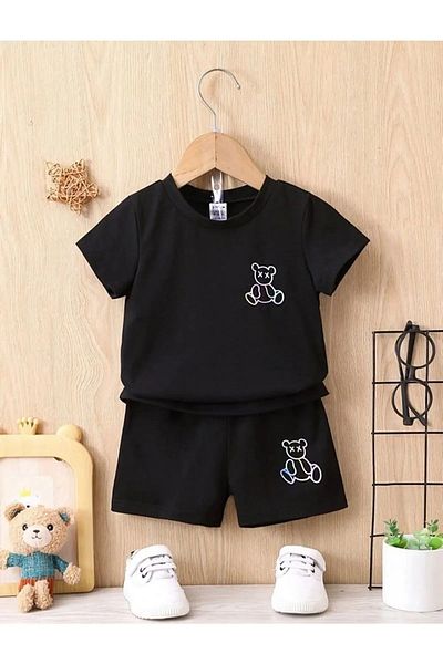 YUNAYT Set pantaloni scurți și tricou pentru copii - cu buzunare