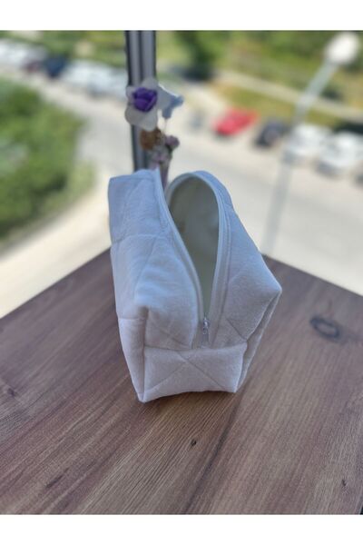 minyaturhayalim Peluş beyaz makyaj çantası ideal boy