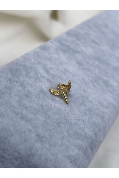 denizden silver Tekli Gümüş Mikail Meleği Küpe