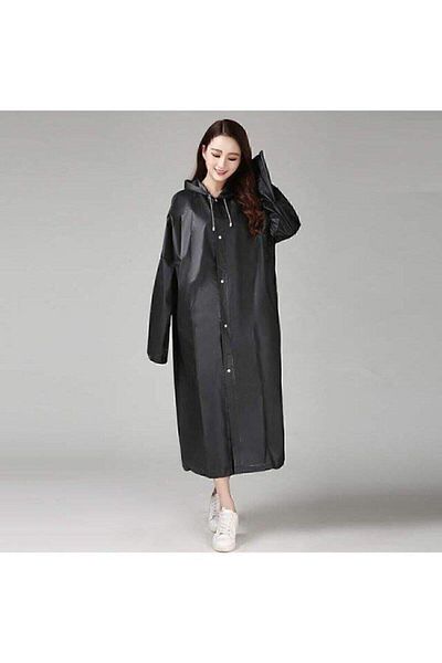 MAİN SHOP Unisex Μαύρο Αδιάβροχο Pvc Overcoat - Διαφανές Eva Raincoat 1 ΤΕΜ