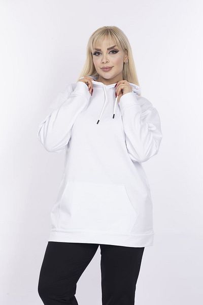 xlargebutik LARGE SIZE CLOTHING WHITE SWEATSHIRT