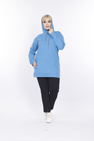 xlargebutik ДРЕХИ ЗА ПЛЪТНИ ЖЕНИ ТУРКУАЗЕН СИН СВИТЪР