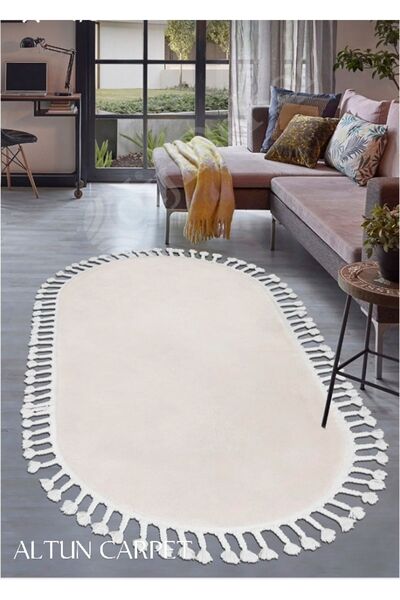 Modern KIREM Decorative Knit Fringed Simirna Plush Carpet Runner Simirnahalioval