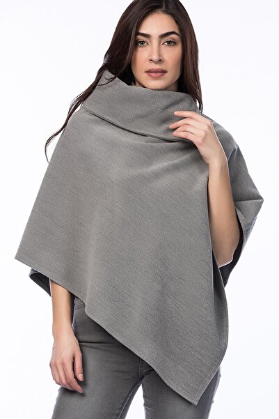 Pitti Gray Stamped Women's Poncho 70257 - Unlined
