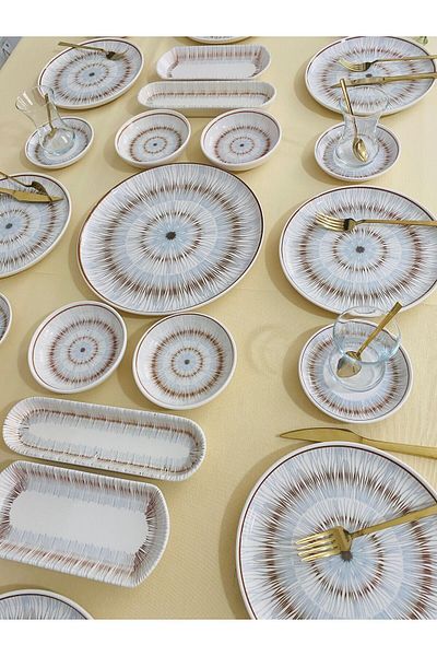 VENÜS HOME DECORATION Blue Eyes - 25 Pieces Breakfast Set for 8 People