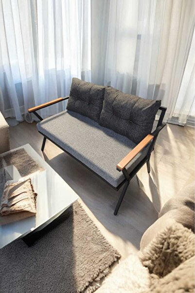 Pimango Pi Locca Tekli Bahçe Mobilyası,balkon Mobilyası 2'li 60x120cm Gri Ve ...