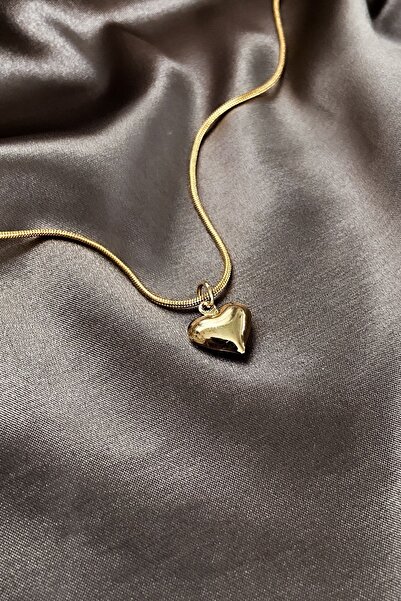 roshel %100 Çelik Kalp Kolye Kadın Kolye,altın Kaplama,hediye 45- 60 Cm Gümüş Kaplama