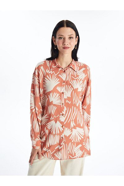LC Waikiki Lcw Modest - Orange Printed Women's Tunic Shirt