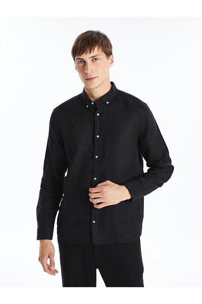 LC Waikiki Lcw Vision Pánská plátěná košile – bílá, Slim Fit, Dlouhý rukáv