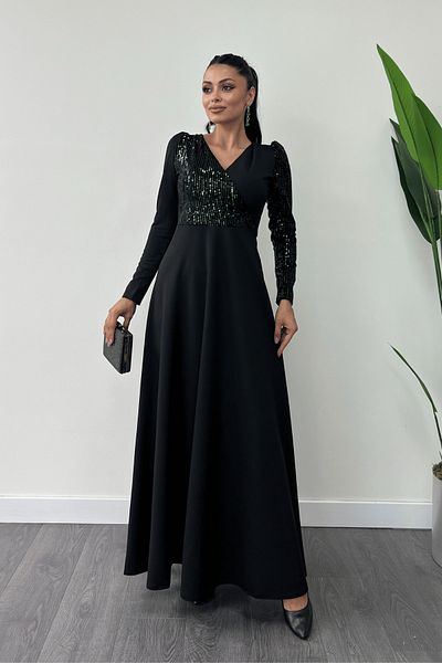 giyimmasalı Φόρεμα Crepe Fabric Sequin Detailed Dress - Emerald Green