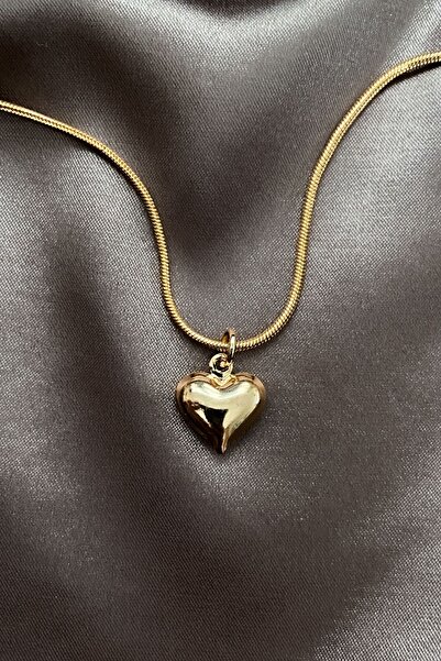 roshel %100 Çelik Kalp Kolye Kadın Kolye,altın Kaplama,hediye 45- 60 Cm Gümüş Kaplama