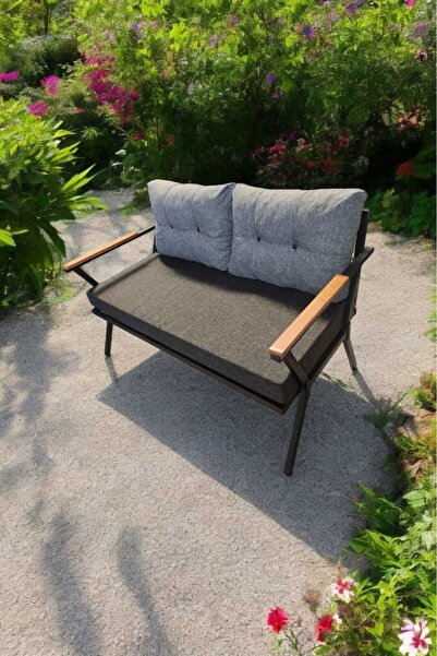 Pimango Pi Locca Tekli Bahçe Mobilyası,balkon Mobilyası 2'li 60x120cm Antrasi...
