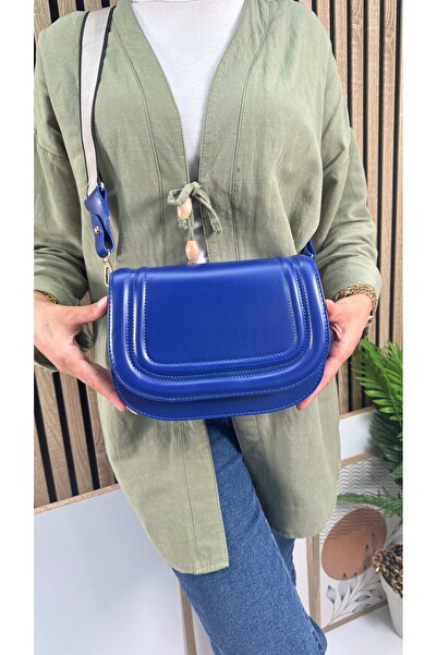 Nstil Щоденна жіноча синя сумка через плече з деталями швів, регульованим рем...