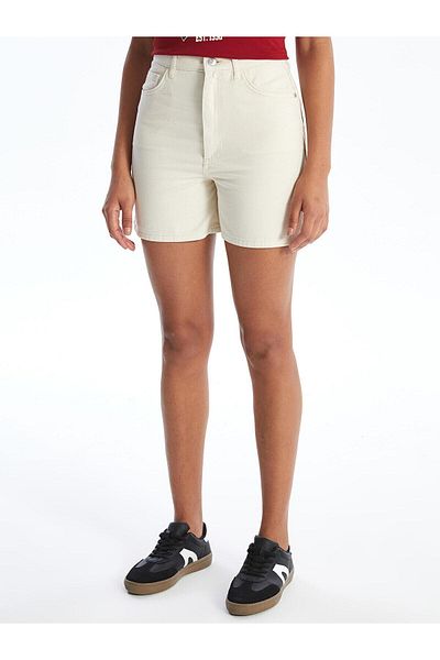 LC Waikiki Xside High Waist Light Blue Women's Jean Shorts - Standard Fit