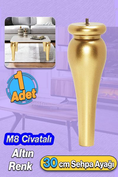 Badem10 Gilding Aur 1 buc. Symbol Picior de masă de cafea din plastic 30 cm Mobilier Masă de cafea M8 Picior cu șuruburi