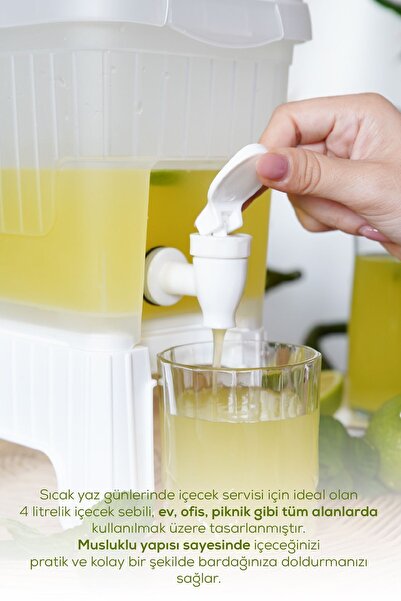 Vienev 4 Litre Su Limonata Sebili Beyaz