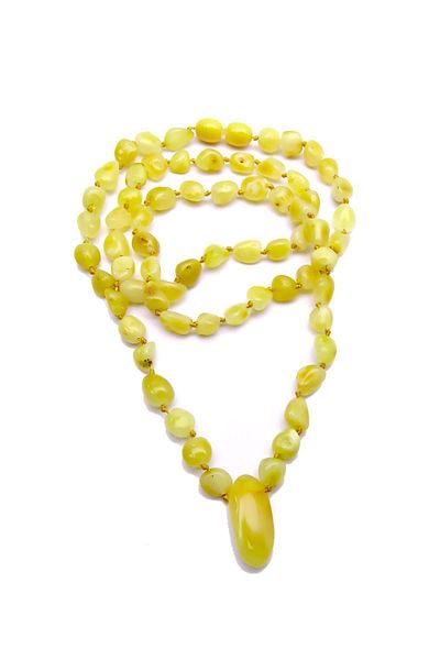 Bymeral Natural Fossil Drop - Amber Necklace in Pine Resin