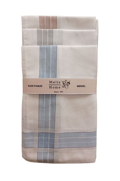 Melis Home 12 Men's Striped Handkerchiefs - 42x42 Cm, 100% Cotton