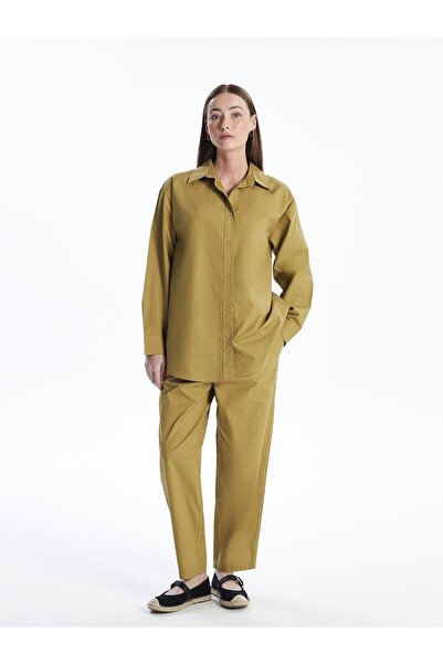 LC Waikiki LCWAIKIKI Classic Zeytin Yeşili Düz Oversize Kadın Gömlek Tunik