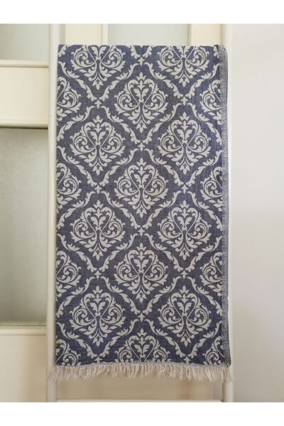 Melis Home Peshtemal, Bath Towel, Beach Towel, 100% Cotton Damask Navy Blue